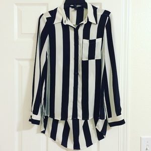 Black and white striped top