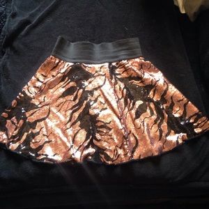 Brown and black sequined skirt