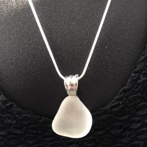 White seaglass necklace
