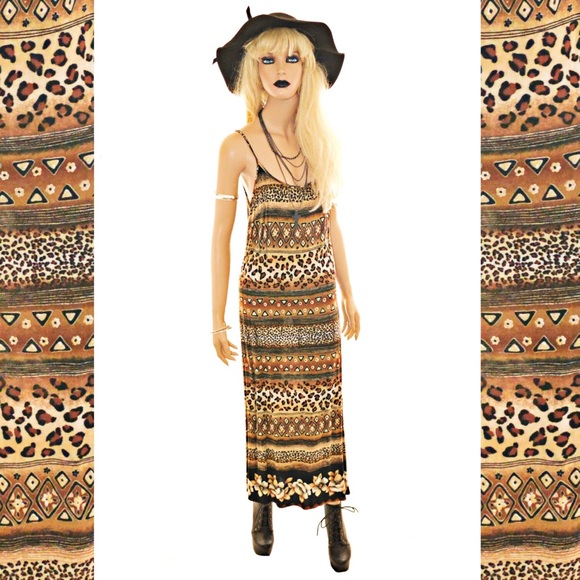 SOLD Vintage Animal Print Maxi Dress