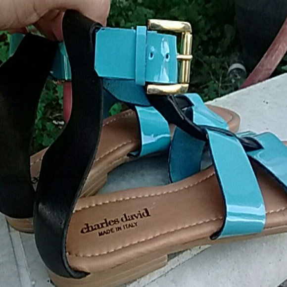 Charles David Blue and Black Sandals - Picture 2 of 3
