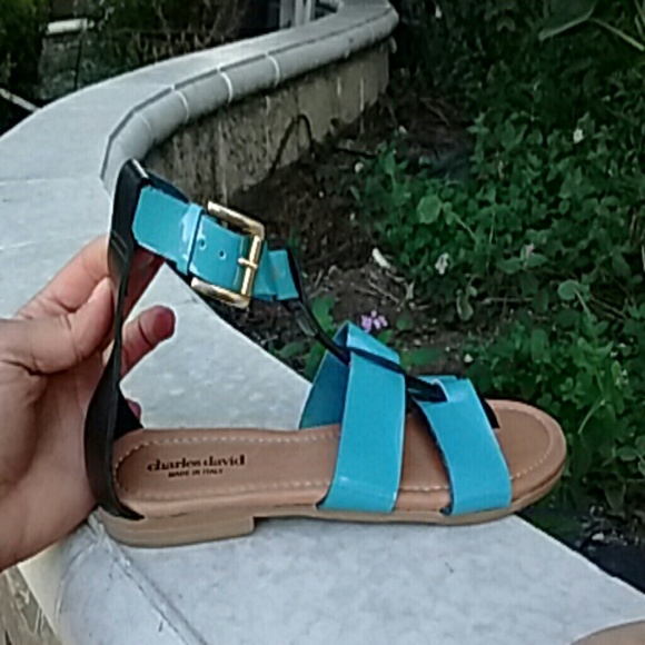 Charles David Blue and Black Sandals - Picture 3 of 3