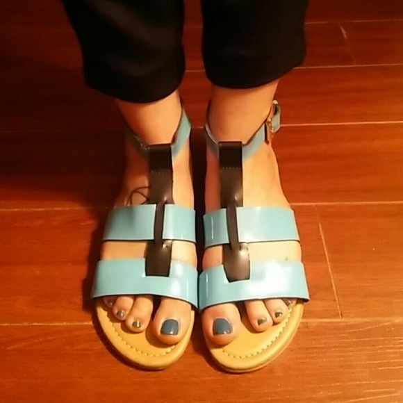 Charles David Blue and Black Sandals - Picture 1 of 3