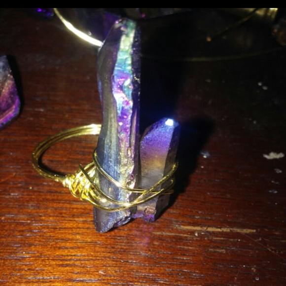 Rainbow Druzy Rock Ring