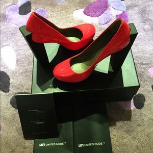 United Nude Block Pump Hi Fluo Red Patent Leather