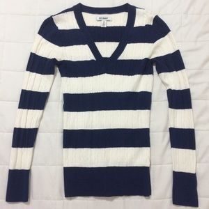 Striped V neck sweater