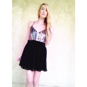 Windsor black metallic open back cocktail dress