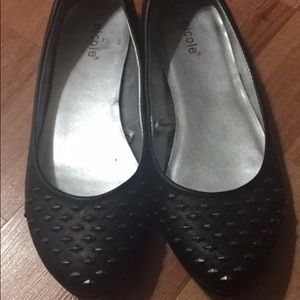 Black studded flats