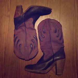 Purple Vintage Inlay Frye Cowboy boots size 9 B