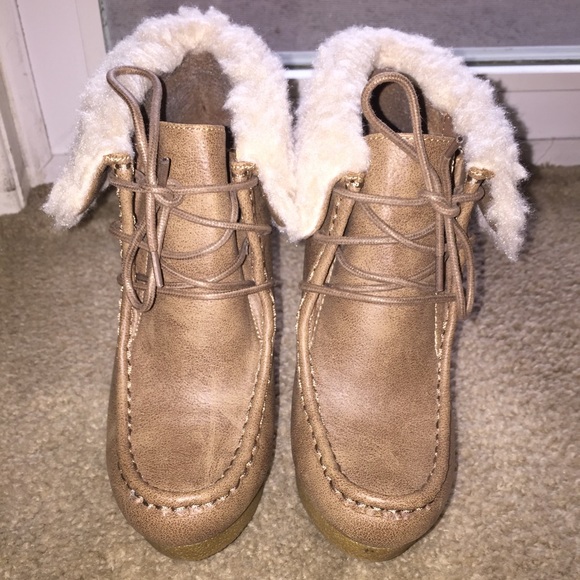 Forever 21 Shoes - Faux Fur Moccasin Wedges