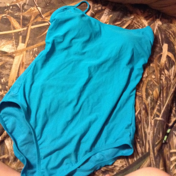 One piece turquoise bathing suit