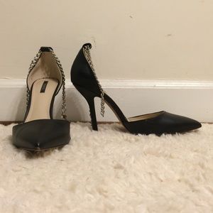 Black Chain Pointed Toe Heels