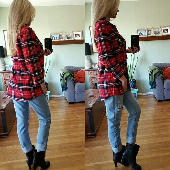 RESERVED SALE Red, Black & White Flannel - Picture 3 of 4