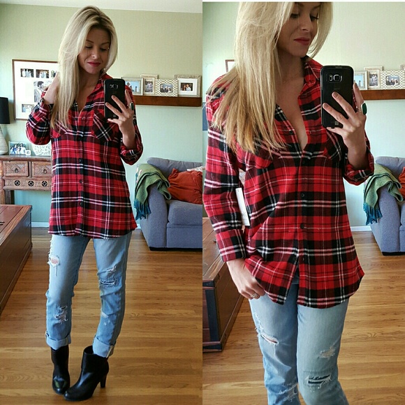 RESERVED SALE Red, Black & White Flannel - Picture 4 of 4