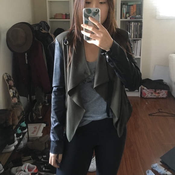 Olive front drape jacket