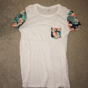 White and floral shirt