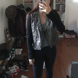 Faux leather jacket with soft sleeves