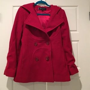 Red pea coat