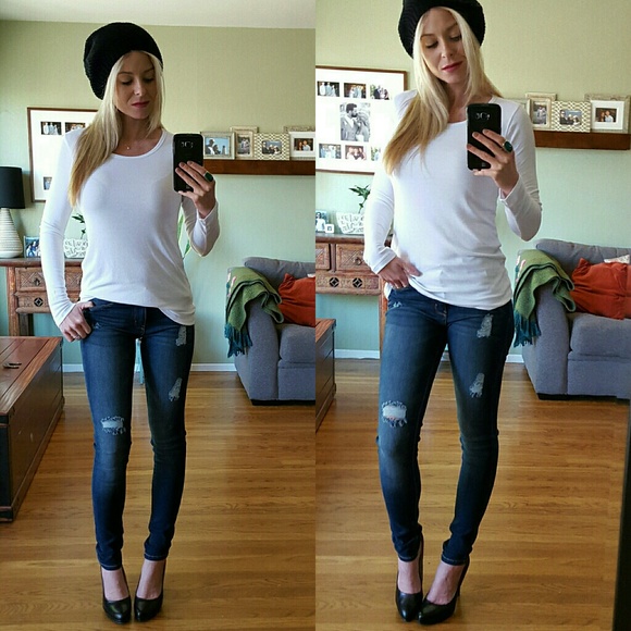 RESERVED Medium Wash Destructed Denim - Picture 3 of 4