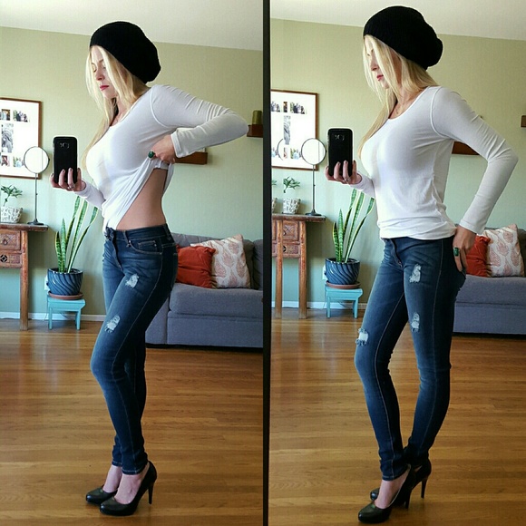 RESERVED Medium Wash Destructed Denim - Picture 4 of 4