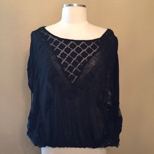 Free People black, billowy, gauzy, lace top