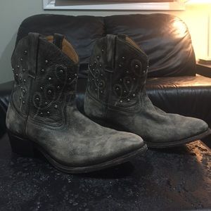 Miz Mooz Grey Distressed Western Boots 9