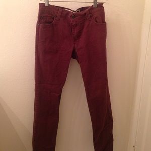 Levi's super skinny burgundy jeans