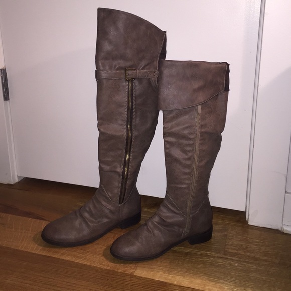Wild diva Slate Grey above the knee boots.