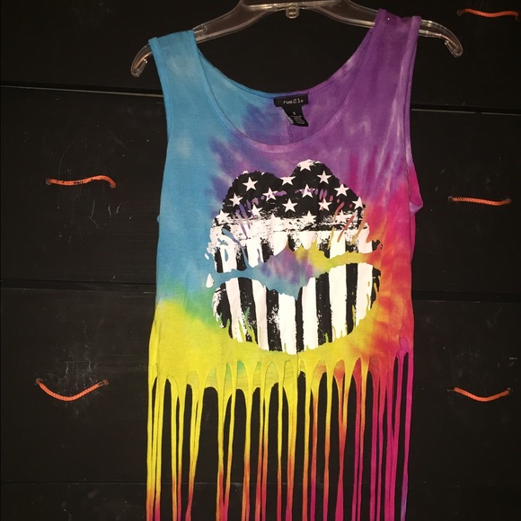 Tie-dye American kiss fringe crop top - Picture 1 of 1