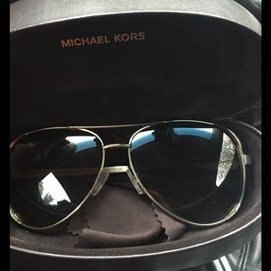 Michael Kors tortuous/gold aviators. Polarized