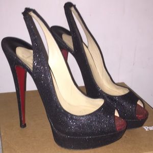 Authentic Christian louboutin glitter sling back