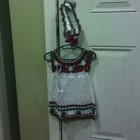 Hand Nitted Baby Dress and hair band