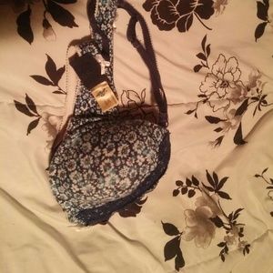 Blue and white flower lace bra