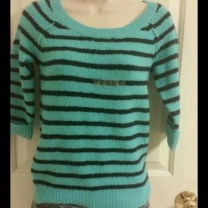 Navy blue and light blue striped sweater