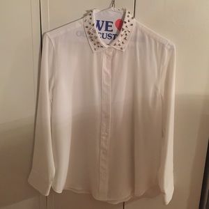 equipment white blouse with studded collar