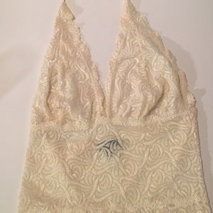 Bebe white lace halter top