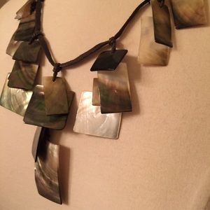 Iridescent, geometric necklace