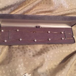 14k Gold, Genuine Pearl Necklace. Size 17