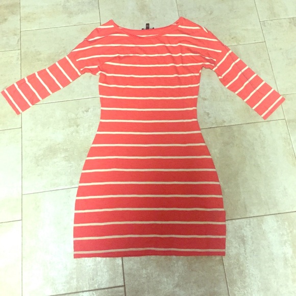 Express coral striped dress