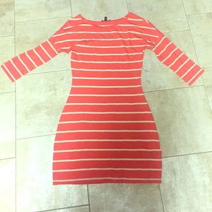 Express coral striped dress