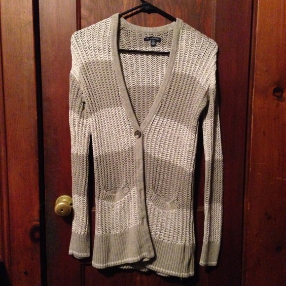 beige & tan long knit cardigan