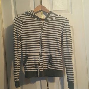 Price drop!  Grey and white striped zip-up