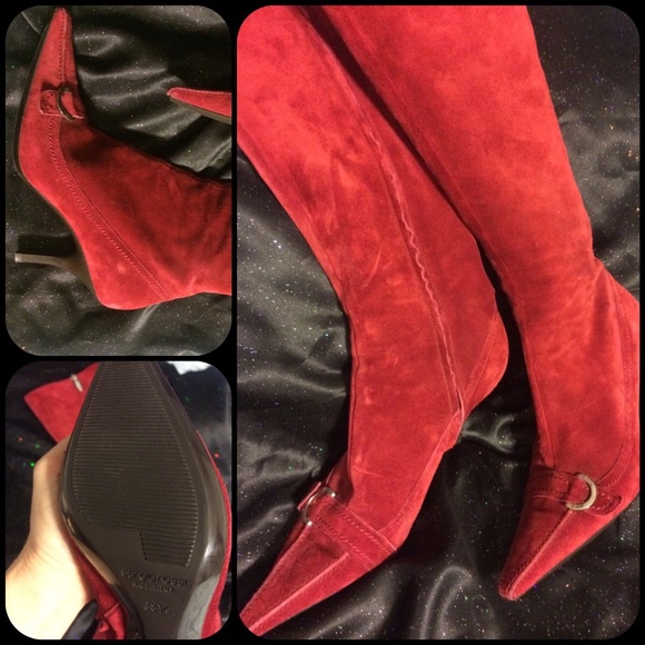 ⭐️Red Suede Sergio Rossi Boots⭐️ - Picture 1 of 2
