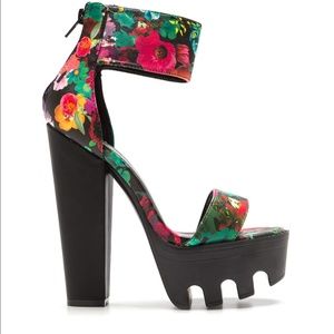 Floral Chunk Heel