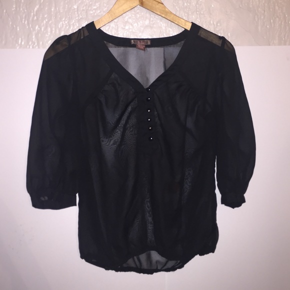 ❌❌Sold❌❌Black Sheer Blouse