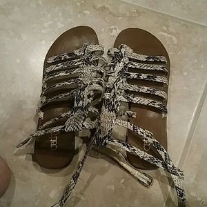 Snake skin strappy sandals