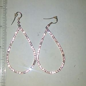 Silver and gem tear drop hoops