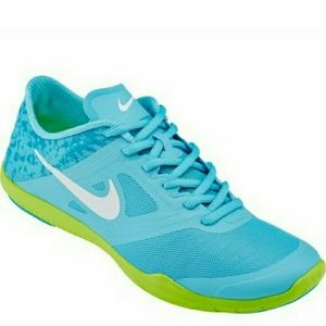 blue and neon green nike shoes