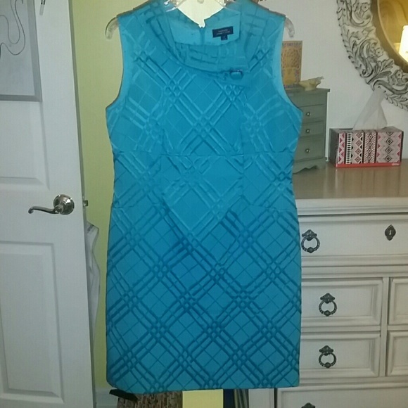 Blue Checker like Pattern Dress