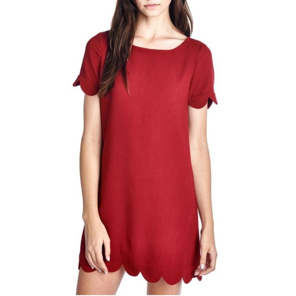 LAST ONE! Burgundy scallop shift dress Large